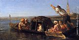 Felix Ziem Canvas Paintings - On the Venetian Lagoon